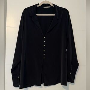 Abercrombie, Satin Lapel Shirt, XL, Black with Pearls